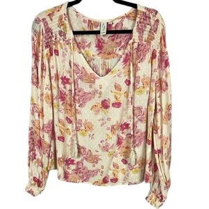 Joie Cream Blouse with Pink and Yellow Floral Print